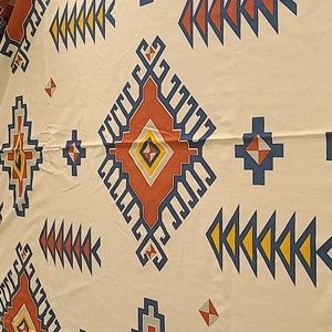 Vintage J.C.Penney Southwest Print Flat Sheet Twin Size Tribal Aztec Print